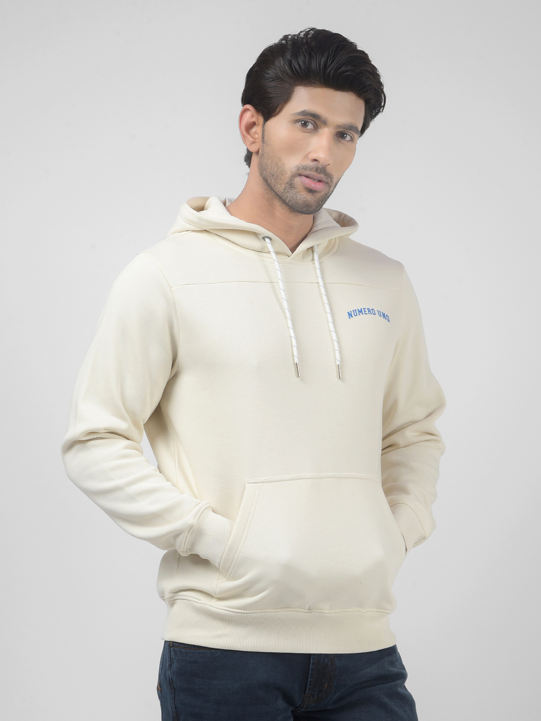Numero Uno Men Abstract Cream Sweat Shirt